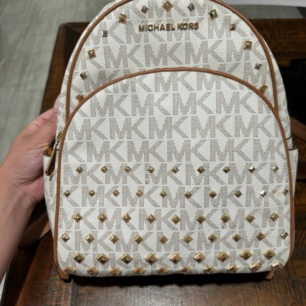 Michael Kors Cream and Gold Studded Backpack